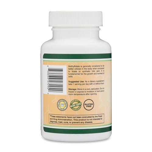 Methylfolat 1.000mcg, 120 Kapseln – Drittgeprüftes Methylfolat-Präparat, bioaktive Form von Folat (Folsäure), nicht-GVO, vegan