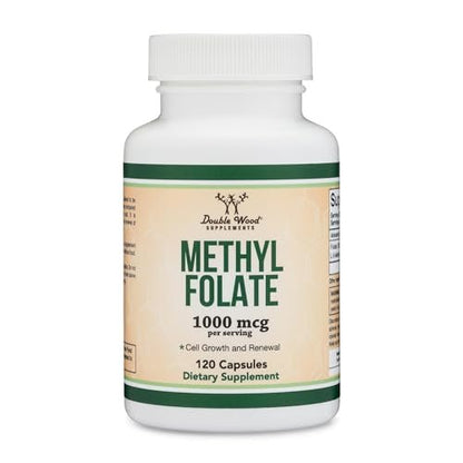 Methylfolat 1.000mcg, 120 Kapseln – Drittgeprüftes Methylfolat-Präparat, bioaktive Form von Folat (Folsäure), nicht-GVO, vegan
