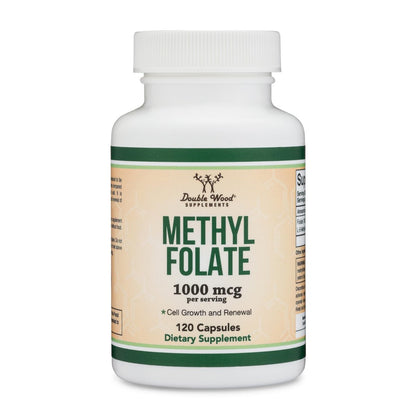 Methylfolat 1.000mcg, 120 Kapseln – Drittgeprüftes Methylfolat-Präparat, bioaktive Form von Folat (Folsäure), nicht-GVO, vegan