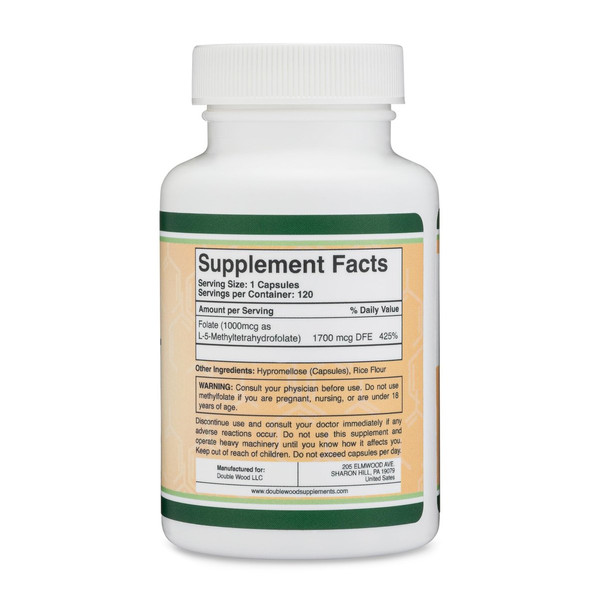 Methylfolat 1.000mcg, 120 Kapseln – Drittgeprüftes Methylfolat-Präparat, bioaktive Form von Folat (Folsäure), nicht-GVO, vegan