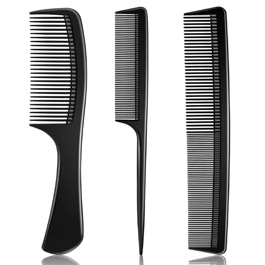 3-teiliger Rsiynax Profi-Teasing-Kamm-Set – Premium Schwarzer Carbonfaser-Haarkamm zum Schneiden und Stylen, feine und breite Zinken für Frauen und Männer