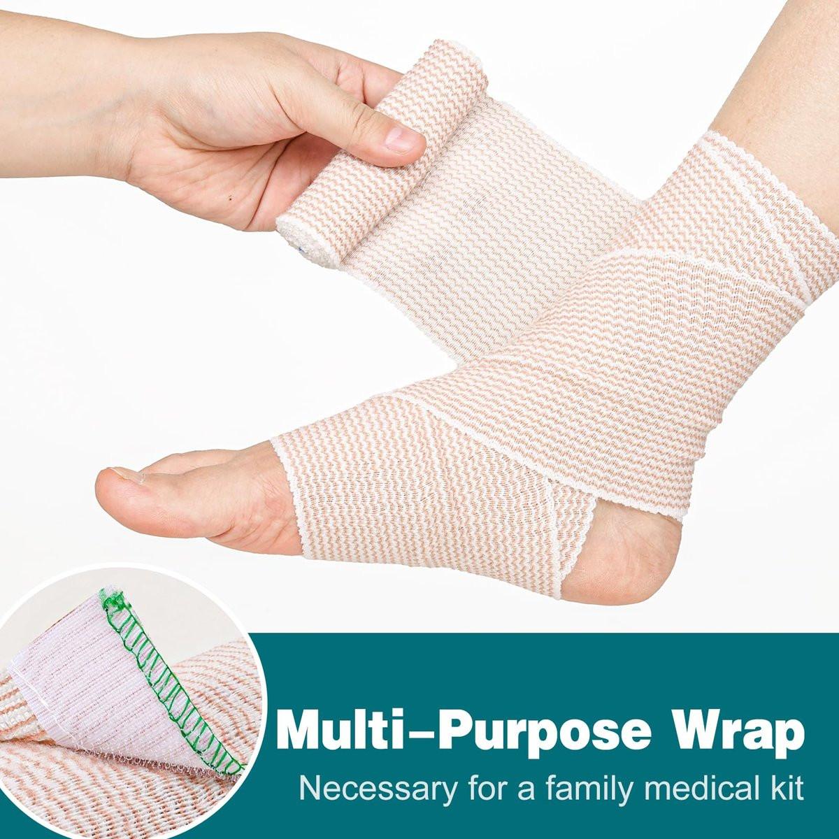 AZEN Premium 6er-Pack elastische Bandage 10 cm – Kompressionsbandage für Beine, Lymphödem-Wickel, Knöchel, Knie, Bauch, Körper, latexfrei