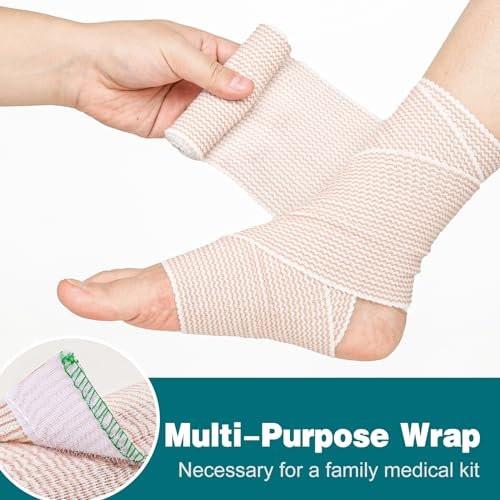 AZEN Premium 6er-Pack elastische Bandage 10 cm – Kompressionsbandage für Beine, Lymphödem-Wickel, Knöchel, Knie, Bauch, Körper, latexfrei