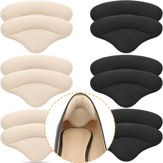 6 Paar Fersenpolster Einlagen für zu große Schuhe – Fersenpads Grips Liner, verbesserte Passform und Komfort, verhindert Rutschen, Reibung und Blasen (Schwarz & Beige)