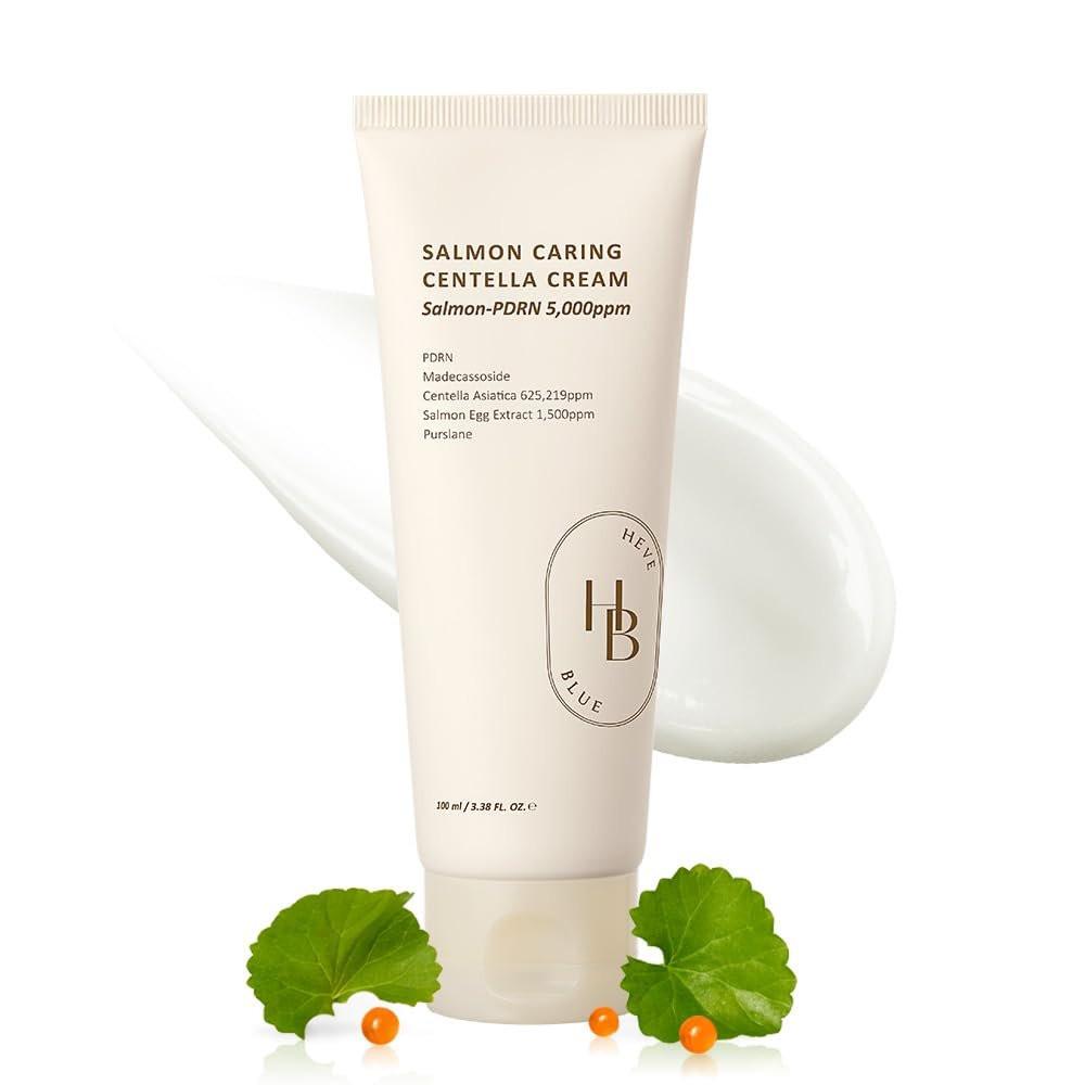 HEVEBLUE Salmon Caring Centella Cream – Feuchtigkeitscreme mit Lachs-PDRN, Lachs-Ei-Extrakt und Centella für Hautregeneration und Feuchtigkeitsverlust – Koreanische Hautpflege