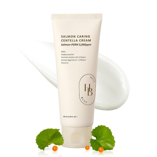 HEVEBLUE Salmon Caring Centella Cream – Feuchtigkeitscreme mit Lachs-PDRN, Lachs-Ei-Extrakt und Centella für Hautregeneration und Feuchtigkeitsverlust – Koreanische Hautpflege