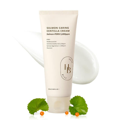HEVEBLUE Salmon Caring Centella Cream – Feuchtigkeitscreme mit Lachs-PDRN, Lachs-Ei-Extrakt und Centella für Hautregeneration und Feuchtigkeitsverlust – Koreanische Hautpflege