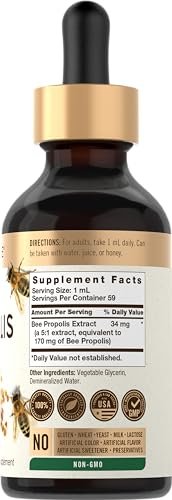 Carlyle Bienenpropolis Tinktur Tropfen | 60 ml | Flüssiger Extrakt | Non-GMO, Glutenfrei Nahrungsergänzungsmittel