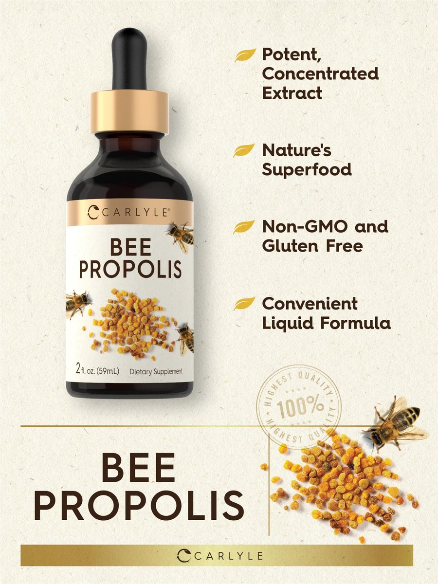 Carlyle Bienenpropolis Tinktur Tropfen | 60 ml | Flüssiger Extrakt | Non-GMO, Glutenfrei Nahrungsergänzungsmittel