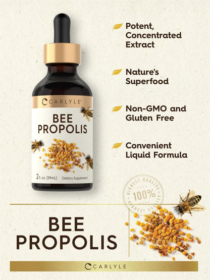 Carlyle Bienenpropolis Tinktur Tropfen | 60 ml | Flüssiger Extrakt | Non-GMO, Glutenfrei Nahrungsergänzungsmittel
