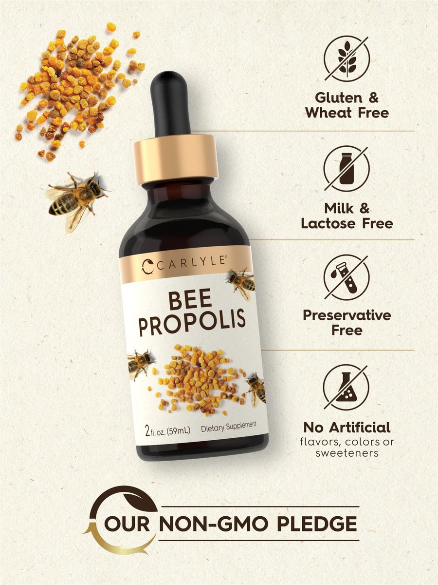 Carlyle Bienenpropolis Tinktur Tropfen | 60 ml | Flüssiger Extrakt | Non-GMO, Glutenfrei Nahrungsergänzungsmittel