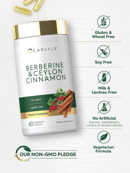 Carlyle Berberin mit Ceylon-Zimt | 60 Kapseln | Vegetarisch, Ohne Gentechnik, Glutenfrei