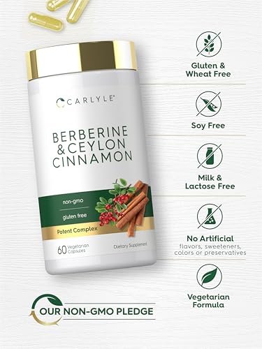 Carlyle Berberin mit Ceylon-Zimt | 60 Kapseln | Vegetarisch, Ohne Gentechnik, Glutenfrei