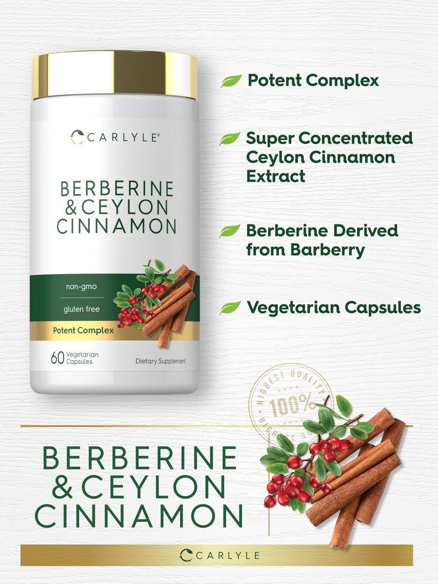 Carlyle Berberin mit Ceylon-Zimt | 60 Kapseln | Vegetarisch, Ohne Gentechnik, Glutenfrei