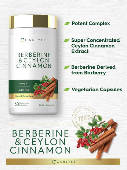 Carlyle Berberin mit Ceylon-Zimt | 60 Kapseln | Vegetarisch, Ohne Gentechnik, Glutenfrei