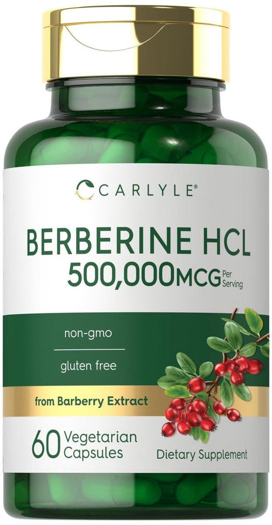 Carlyle Berberin HCL Nahrungsergänzungsmittel | 500.000 mcg | 60 Kapseln | Vegetarisch, Nicht-GVO, Glutenfrei