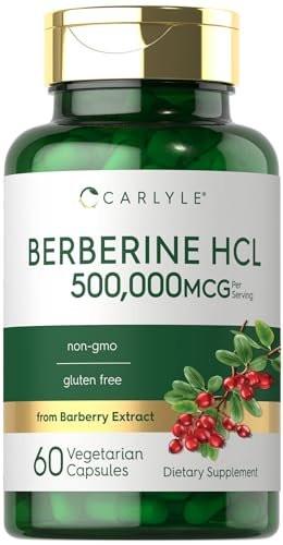 Carlyle Berberin HCL Nahrungsergänzungsmittel | 500.000 mcg | 60 Kapseln | Vegetarisch, Nicht-GVO, Glutenfrei