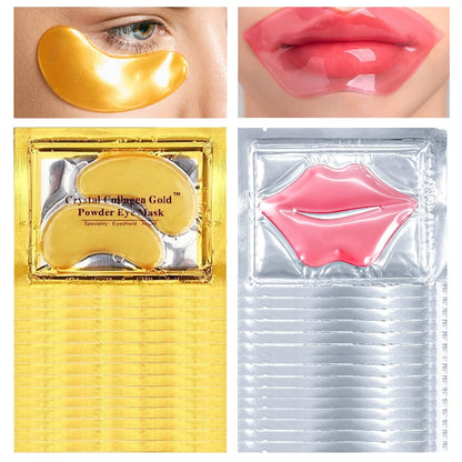 PERVALA 30-teiliges Set Lippenmasken & Augenmasken, 24K Gold Augenpflaster gegen geschwollene Augen, rosa Lippenmasken Hautpflege, effektiv feuchtigkeitsspendend, reduziert feine Linien und dunkle Augenringe