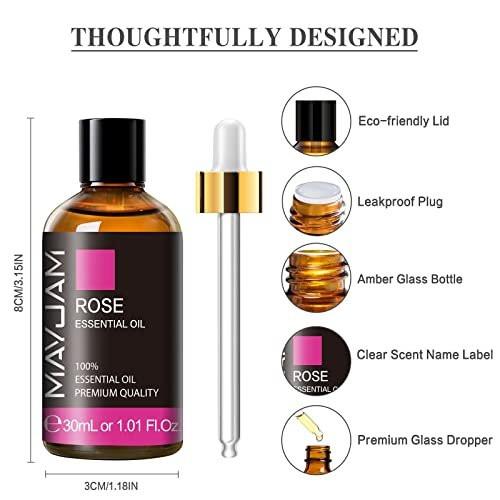 MAYJAM Rosenöl 30ml – 100% reines Aromatherapieöl für Massage, Diffuser & Seifenherstellung