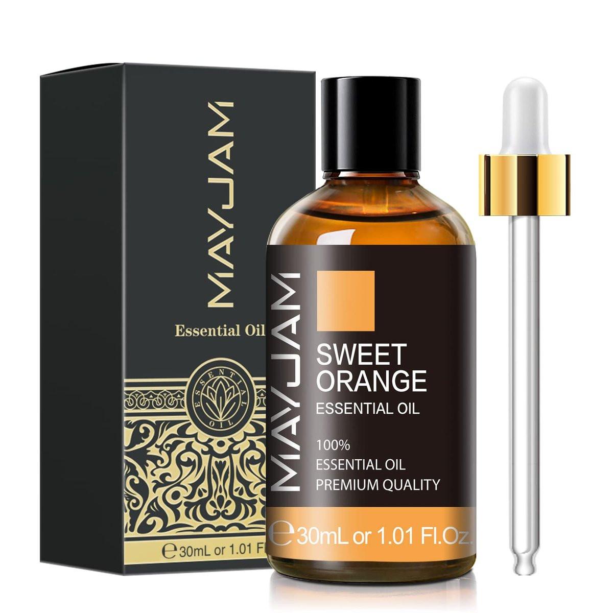 MAYJAM Süßes Orangenöl 30ml – 100% Reines Aromatherapie-Öl für Diffuser, Massage & Seifenherstellung, langanhaltender Duft
