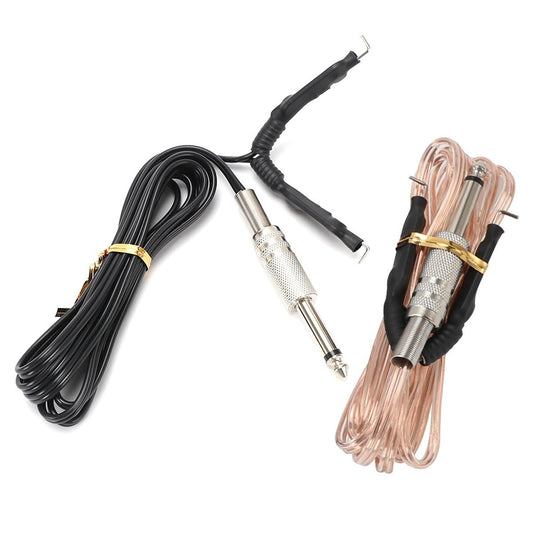 TorSor 2er-Pack Tattoo-Kabel-Clipkabel 1,8 m 6 Fuß, Adapter mit 6,35 mm 1/4-Zoll-Stecker für Tattoo-Maschinen, Ersatzteil, transparent + schwarz