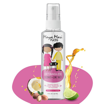Maya Mari Kids Detangler Spray – Sanfter Haarentwirrer mit Argan-, Kokos- und Limettenöl für Kinder, Kleinkinder und Babys, 237 ml – Keine Knoten mehr, ideal für lockiges Haar