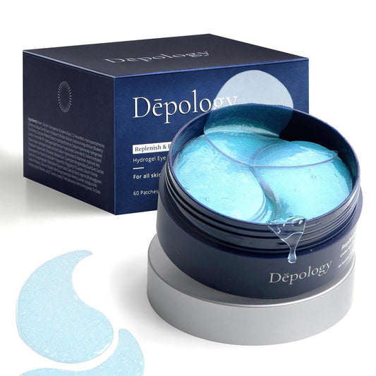 depology Replenish & Repair Augenpads für geschwollene Augen und Falten (60 Patches) | Feuchtigkeitsspendend mit Ceramiden und Hyaluronsäure für alle Hauttypen | Botanische Extrakte Augen-Gel-Pads 2,96 fl oz