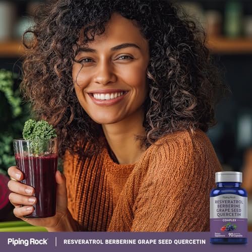 Piping Rock Resveratrol Berberin Traubenkern & Quercetin Komplex | 90 Kapseln | Vegetarisch, Nicht-GVO & Glutenfrei