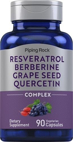 Piping Rock Resveratrol Berberin Traubenkern & Quercetin Komplex | 90 Kapseln | Vegetarisch, Nicht-GVO & Glutenfrei