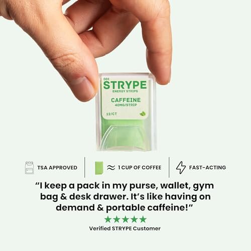 ODiSTRYPE Energy Strips | Sofortiges Koffein im Streifen | 80 mg pro Portion | Tragbares Koffein + Atemerfrischer | Null Kalorien & Null Zucker | Minzgeschmack | 12 Streifen pro Packung