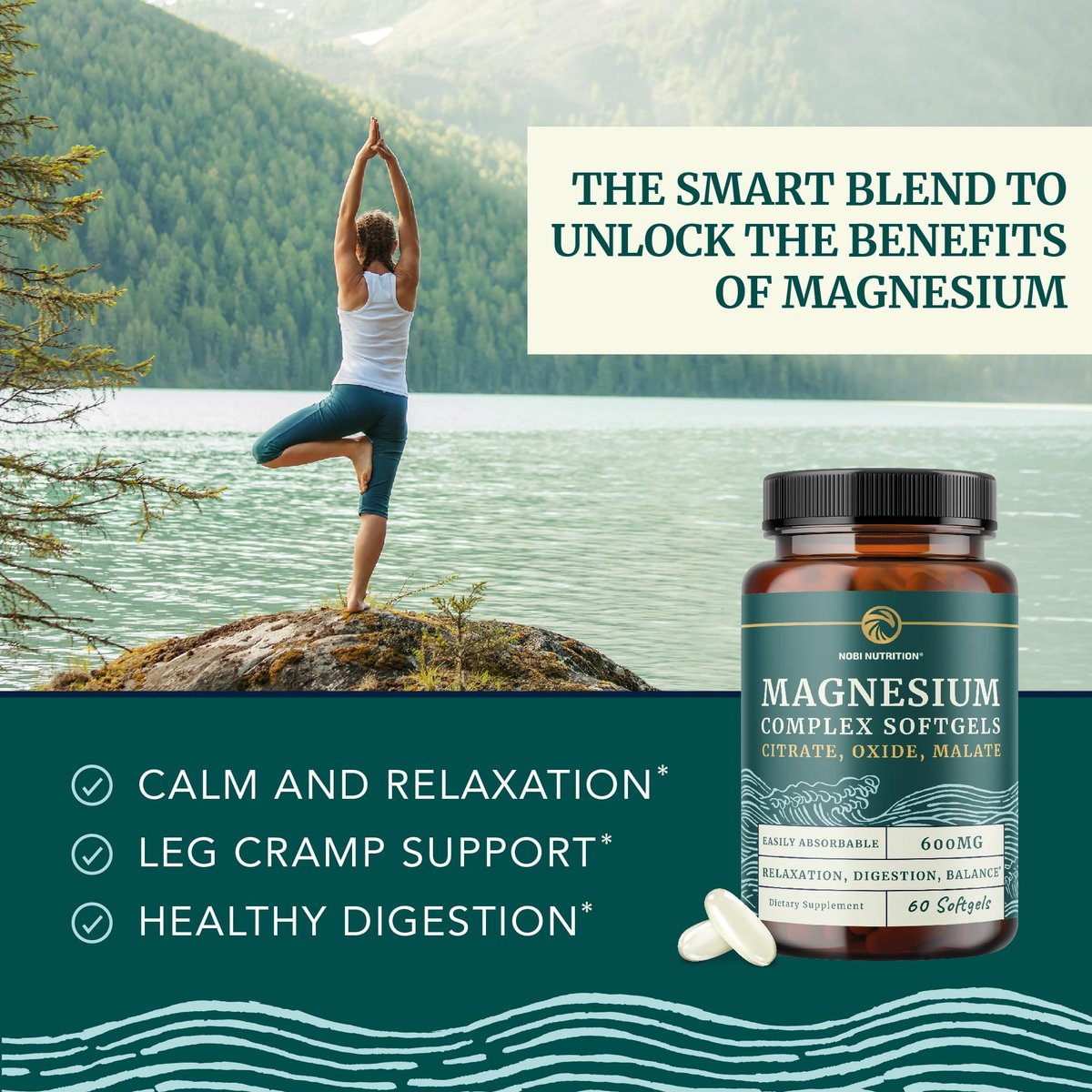 Triple-Magnesium Softgels mit Citrat, Malat & Oxid | Hoch bioverfügbares Magnesiumpräparat für Verdauung, Ruhe, Wadenkrämpfe & Schlafunterstützung | 300 mg Komplex | Leicht zu schluckende Weichkapseln | 60 Stück