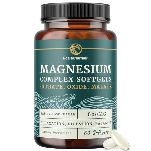 Triple-Magnesium Softgels mit Citrat, Malat & Oxid | Hoch bioverfügbares Magnesiumpräparat für Verdauung, Ruhe, Wadenkrämpfe & Schlafunterstützung | 300 mg Komplex | Leicht zu schluckende Weichkapseln | 60 Stück