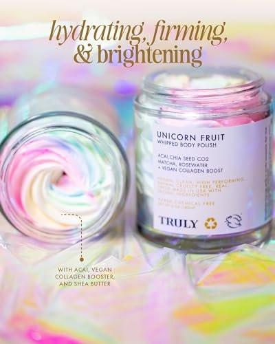 Truly Beauty Unicorn Whipped Body Polish mit Chia, Acai und Rose – Shea-Butter für Frauen, Körpercreme für weichere, glattere und strahlende Haut – 59 ml
