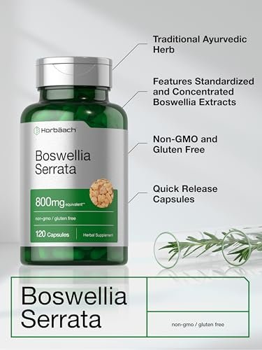 Horbäach Boswellia Serrata Extrakt Kapseln | 120 Stück | Pflanzliches Nahrungsergänzungsmittel | Non GVO, Glutenfrei
