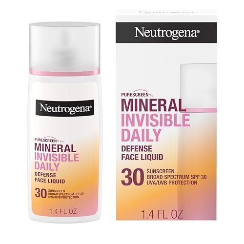 Neutrogena Purescreen+ Invisible Daily Defense Mineral Sonnenschutz für das Gesicht mit SPF 30, Breitspektrum Mineralischer Sonnenschutz mit Vitamin E, Wasserbeständig, Duftfrei, 1,4 fl. oz