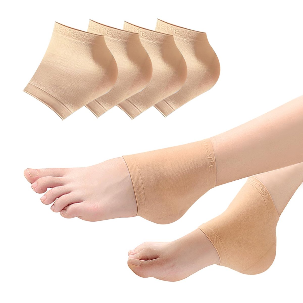 Feuchtigkeitsspendende Socken für die Nacht, 2 Paar Fersensocken mit Gel-Einlage für trockene, rissige Füße