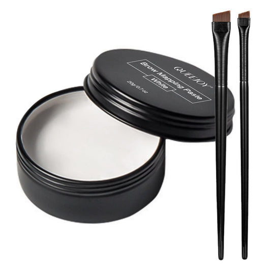 QUEEJOY 20g Weiße Brow Mapping Paste, Augenbrauen-Konturpaste, Lippenform-Positionierungswerkzeug, 2er-Set Augenbrauenpinsel, Mapping-Werkzeug zum Skizzieren und Konturieren von Augenbrauen und Lippen