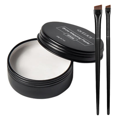 QUEEJOY 20g Weiße Brow Mapping Paste, Augenbrauen-Konturpaste, Lippenform-Positionierungswerkzeug, 2er-Set Augenbrauenpinsel, Mapping-Werkzeug zum Skizzieren und Konturieren von Augenbrauen und Lippen