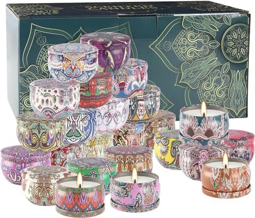 Howemon 24-teiliges Duftkerzen-Set für Zuhause – Entspannung und Stressabbau mit natürlichem Sojawachs – Geschenk für Frauen, Mama, beste Freundin, Ehefrau, Geburtstag