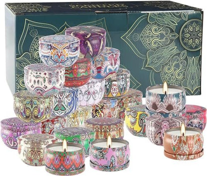 Howemon 24-teiliges Duftkerzen-Set für Zuhause – Entspannung und Stressabbau mit natürlichem Sojawachs – Geschenk für Frauen, Mama, beste Freundin, Ehefrau, Geburtstag