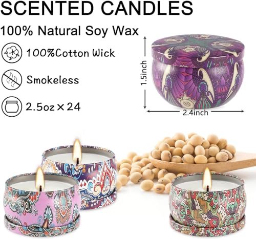 Howemon 24-teiliges Duftkerzen-Set für Zuhause – Entspannung und Stressabbau mit natürlichem Sojawachs – Geschenk für Frauen, Mama, beste Freundin, Ehefrau, Geburtstag