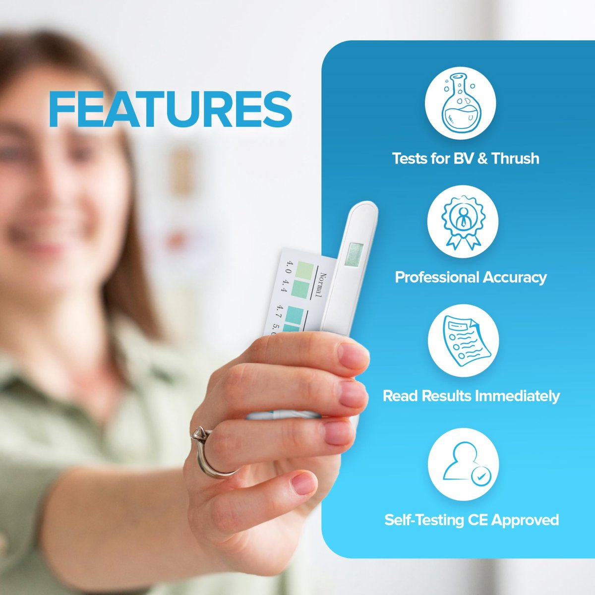 One Step Vaginal pH Bakterielle Vaginose Testkit, 5 Testkits, BV, Hefepilzinfektion, Feminine Vaginalgesundheit, pH-Balance für Frauen, einzeln folienverpackt