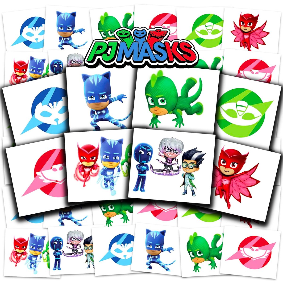 PJ Masks Tattoos Party Favors Bundle – 72 perforierte Einzeltattoos für Kinder, Jungen und Mädchen (PJ Masks Partyzubehör, Hergestellt in den USA)