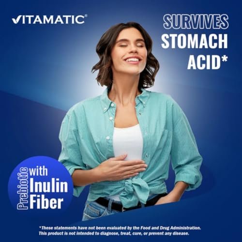 Vitamatic Lactobacillus Reuteri Complex – 22 Milliarden KBE pro Kapsel mit verzögerter Freisetzung – 60 Kapseln – Unterstützung für Verdauung und Darmgesundheit – mit präbiotischem Inulin