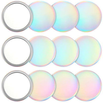 Qunclay 12-teiliger Kompaktspiegel Bulk-Geschenke – 2,76 Zoll Mini-Taschenspiegel holografisch schillernd rund aus Glas für Damen, Lehrer, Mädchen, Partygeschenke, Reisen, täglichen Gebrauch