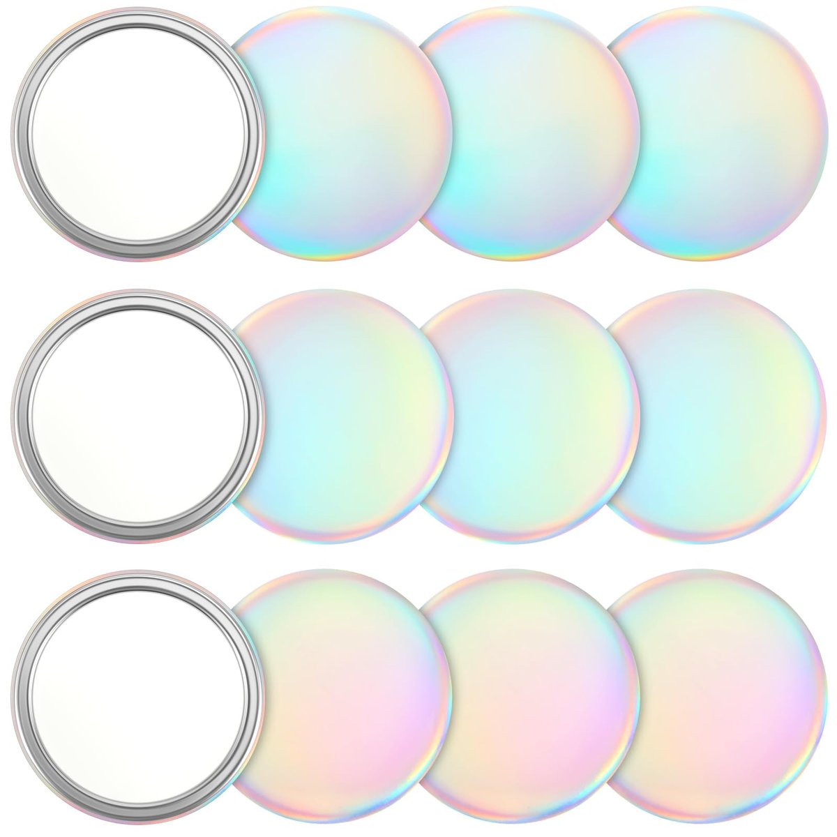 Qunclay 12-teiliger Kompaktspiegel Bulk-Geschenke – 2,76 Zoll Mini-Taschenspiegel holografisch schillernd rund aus Glas für Damen, Lehrer, Mädchen, Partygeschenke, Reisen, täglichen Gebrauch