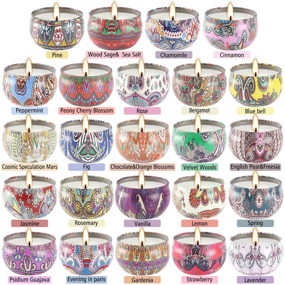 Duftkerzen Geschenkset – 24er Pack, 2,5 oz Sojawachs Aromatherapie Kerzen für Zuhause, Romantische Kerzen Geschenk für Muttertag Weihnachten Valentinstag Geburtstag
