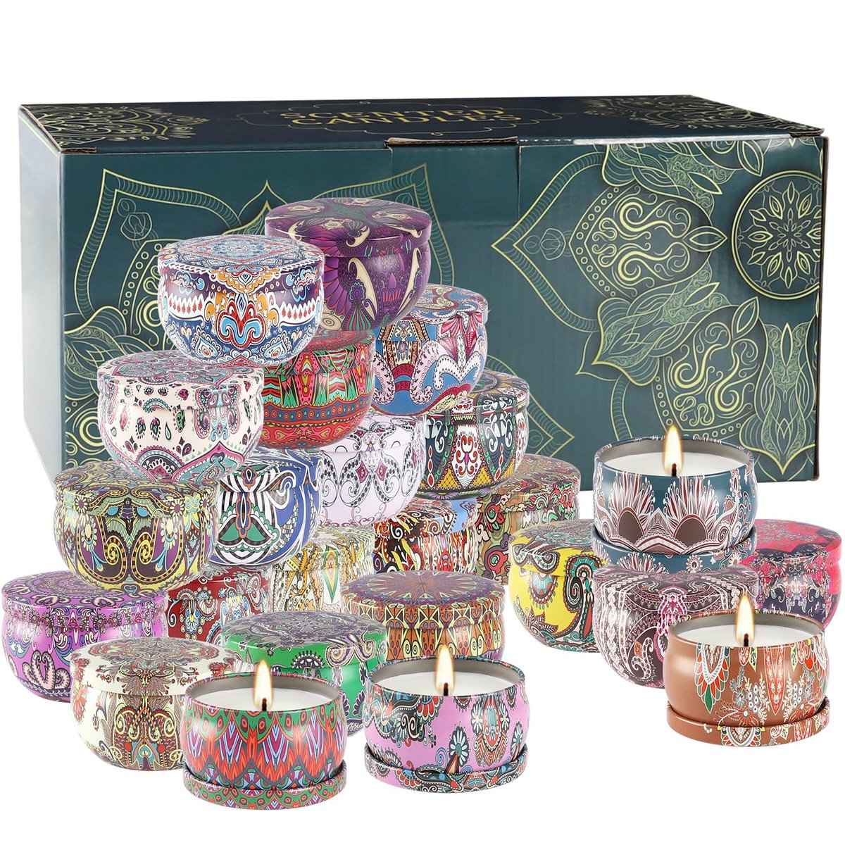 Duftkerzen Geschenkset – 24er Pack, 2,5 oz Sojawachs Aromatherapie Kerzen für Zuhause, Romantische Kerzen Geschenk für Muttertag Weihnachten Valentinstag Geburtstag