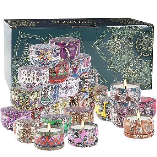Duftkerzen Geschenkset – 24er Pack, 2,5 oz Sojawachs Aromatherapie Kerzen für Zuhause, Romantische Kerzen Geschenk für Muttertag Weihnachten Valentinstag Geburtstag