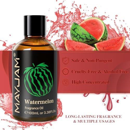 MAYJAM 100ml/3,38 Fl. Oz. Wassermelone Duftöl mit Glaspipette – Langanhaltendes ätherisches Öl für Diffuser, Seifen- und Kerzenherstellung